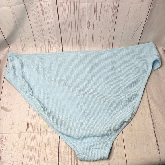 Wild Fable 3x Pucker Textured High Leg Cheeky Bikini Bottom Blue Plus Size NEW - Picture 4 of 9